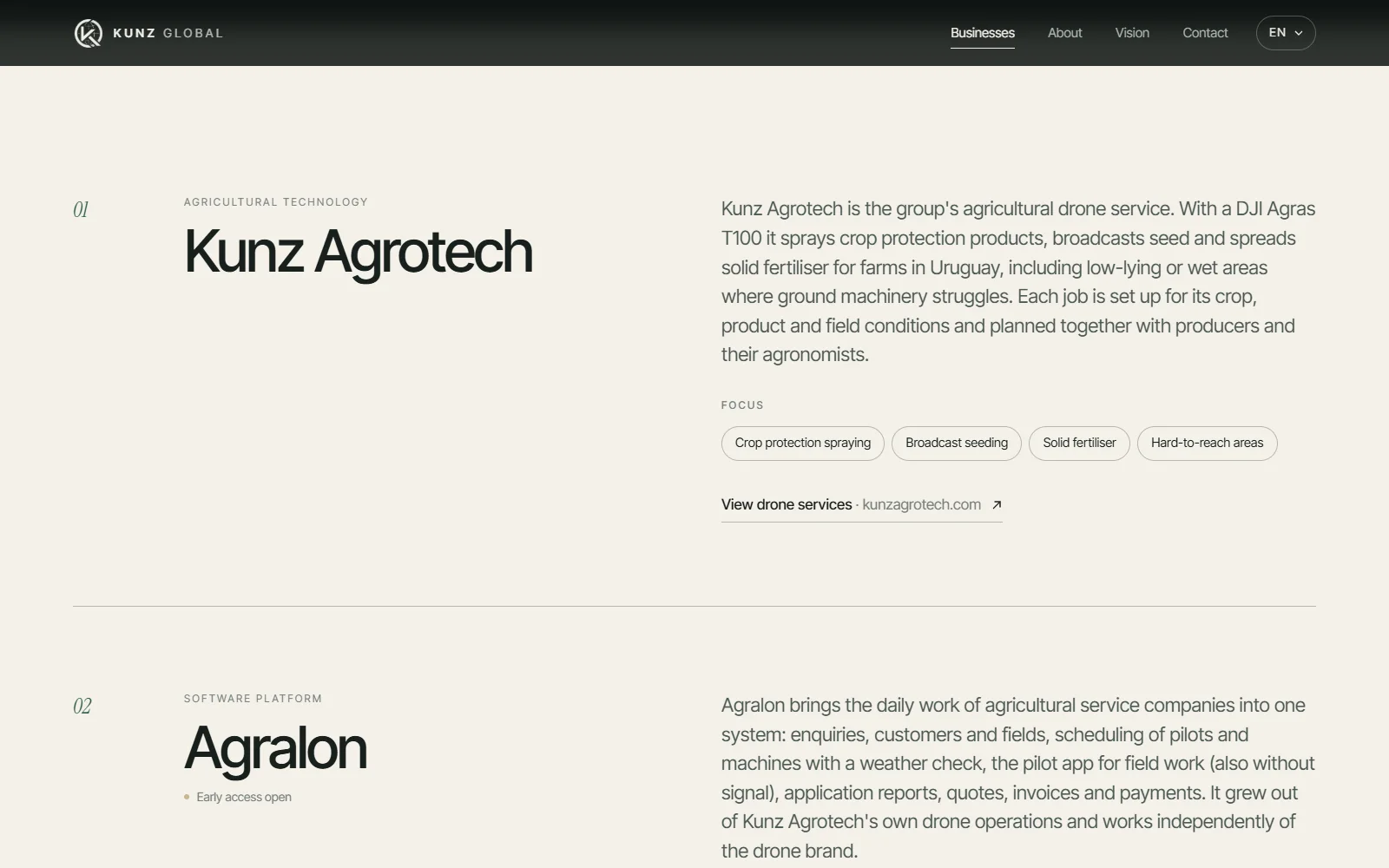 Kunz Global — A portfolio platform in four languages.